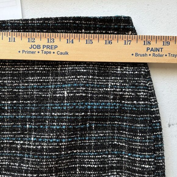 Ann Taylor Wool Blend Straight Skirt Black Blue Tweed Lined Mini Skirt - Picture 7 of 11
